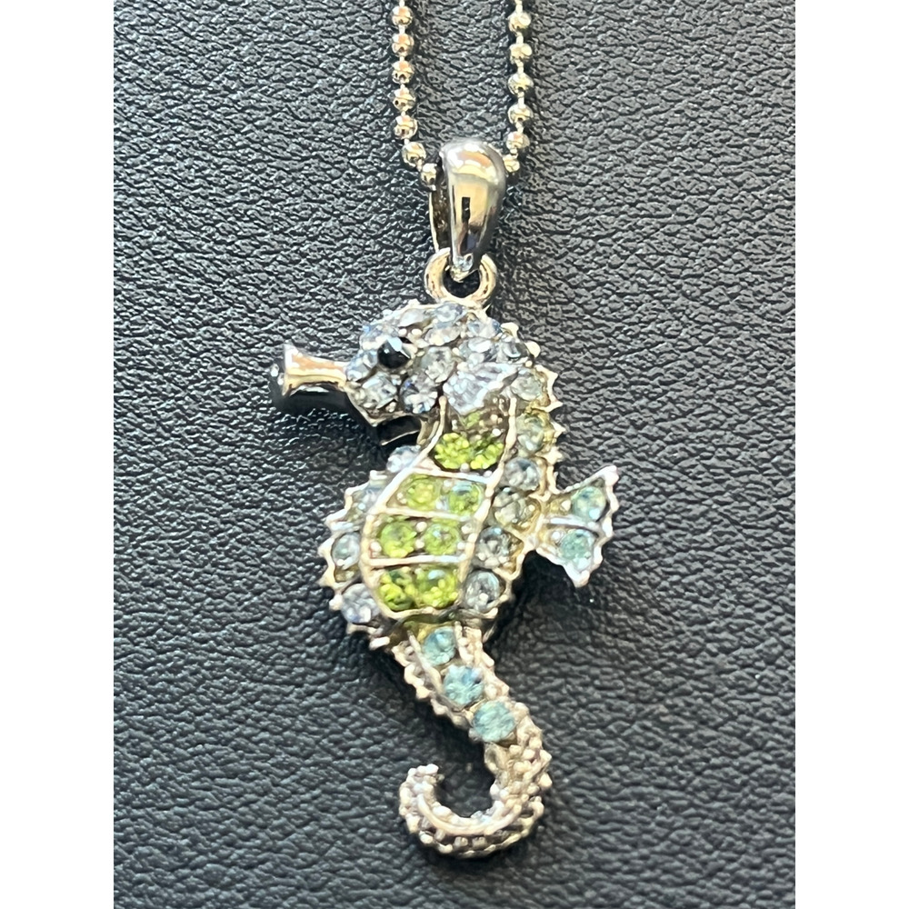 Vintage Cookie Lee Rhinestone Sea‎ Horse Necklace NWOT